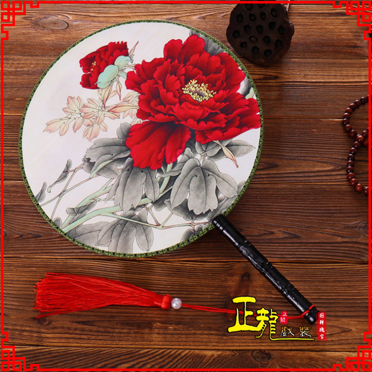 宁强古典中国风团扇空白扇跳舞蹈扇 真丝宫扇