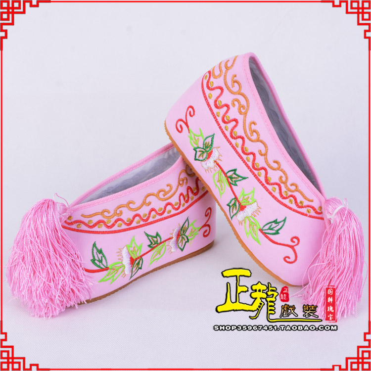 宁强花旦鞋女绣花彩鞋 舒适款草花内高彩鞋
